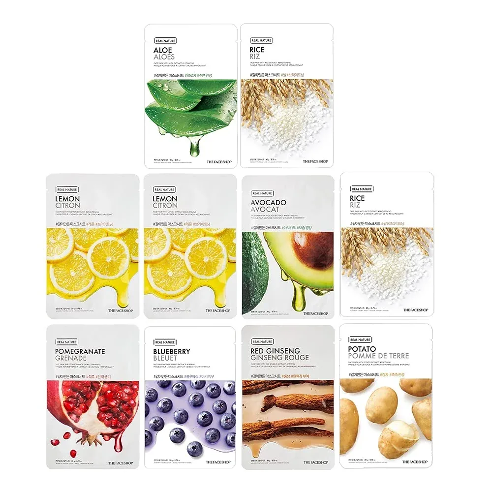 Real Nature Daily Glow Mask Sheet Combo - Pack of 10